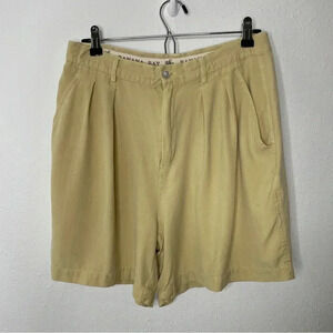 Vintage Banana Bay Womens Silk Khaki Chino Shorts Size 12 High Rise Pockets